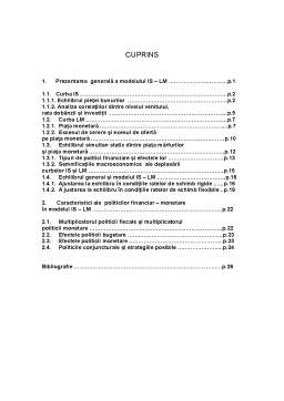 Referat - Utilizarea Instrumentelor Financiare pentru Reglarea Economiei în Cadrul Modelului IS-LM