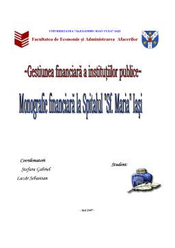 Proiect - Monografie financiară la Spitalul Sfânta Maria Iași