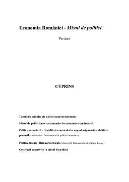 Proiect - Economia României - Mixul de Politici
