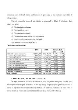 Proiect - Analiza costurilor - SC Oglinda SA