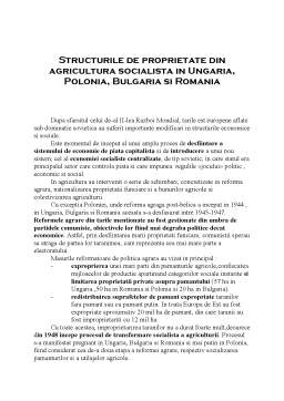 Referat - Structurile de proprietate din agricultura socialistă în Ungaria, Polonia, Bulgaria și România