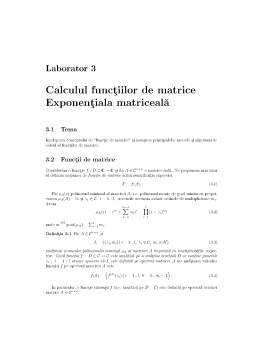 Laborator - Calculul funcțiilor de matrice exponențială matriceală