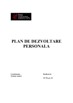 Referat - Plan de dezvoltare personală