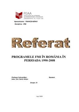 Referat - Programele FMI în România în Perioada 1990-2008