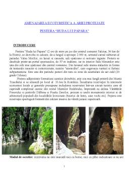 Proiect - Amenajarea ecoturistică a ariei protejate - Peștera Huda lui Papară