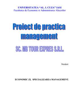 Proiect - Practică management - SC MB Tour Expres SRL