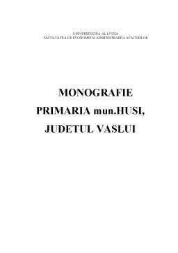 Proiect - Monografie Primăria Municipiul Huși, Județul Vaslui