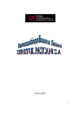 Proiect - Internaționalizarea firmei Siretul Pașcani SA