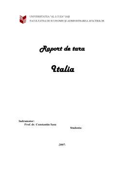 Proiect - Raport de țară - Italia