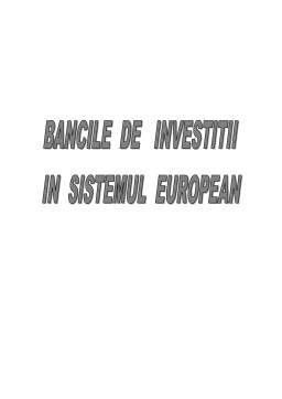 Proiect - Băncile de investiții în sistemul european
