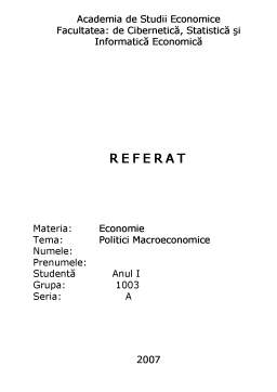 Referat - Politici Macroeconomice