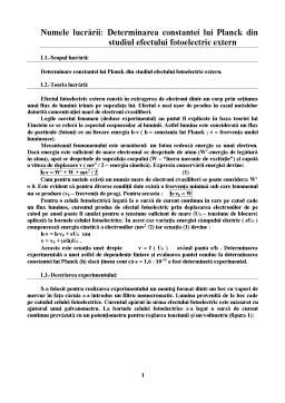 Laborator - Determinarea constantei lui Planck prin studiul efectului fotoelectric extern