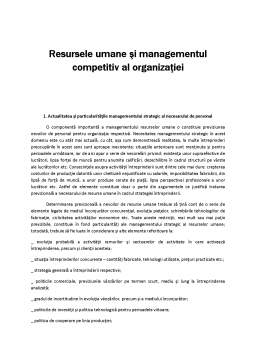 Referat - Resursele Umane și Managementul Competitiv al Organizației