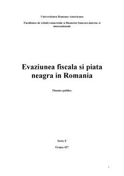 Referat - Evaziunea fiscală și piața neagră în România