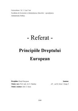 Referat - Principiile dreptului european