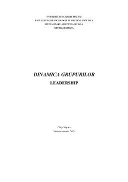 Proiect - Dinamica grupurilor - leadership