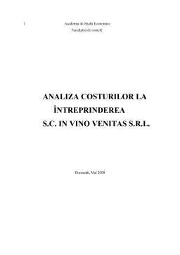 Proiect - Analiza costurilor unei întreprinderi - SC Invino Venitas SRL