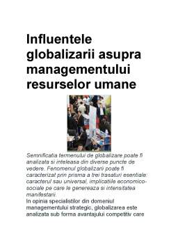 Referat - Influențele globalizări asupra managementului resurselor umane