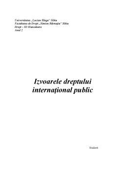 Referat - Izvoarele Dreptului Internațional Public
