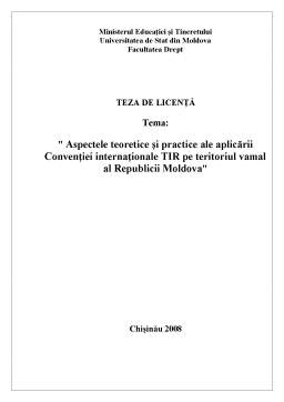 Proiect - Convențiile internaționale TIR în Moldova
