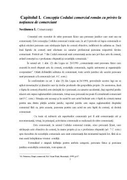 Proiect - Concepția Codului Comercial Român cu Privire la Noțiunea de Comerciant