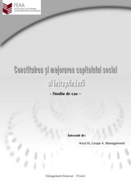 Proiect - Constituirea și Majorarea Capitalului Social al Întreprinderii - Operațiuni Legate de Capitalul Social al Întreprinderii SC Omnia SA