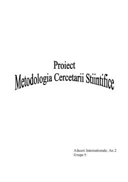 Proiect - Metodologia cercetării științifice