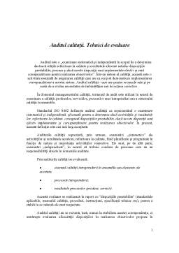 Referat - Auditul calității - tehnici de evaluare