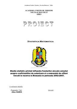 Proiect - Statistică matematică