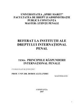 Referat - Principiile Răspunderii Internațional Penale