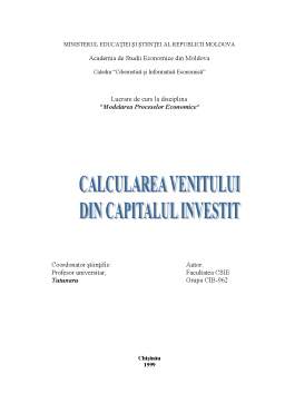 Proiect - Calcularea venitului din capitalul învestit