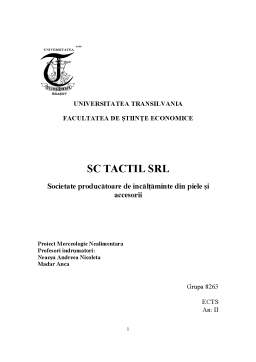 Proiect - SC Tactil SRL - societate producătoare de încălțăminte din piele și accesorii