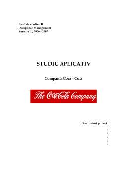 Proiect - Studiu Aplicativ - Compania Coca-Cola