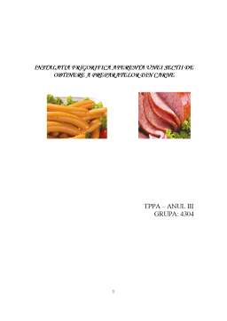 Proiect - Instalatia Frigorifica Aferenta unei Sectii de Obtinere a Preparatelor din Carne