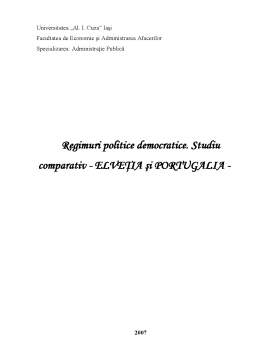 Proiect - Regimuri politice democratice - studiu comparativ - Elveția și Portugalia