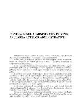 Referat - Contenciosul Administrativ privind Anularea Actelor Administrative