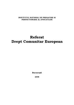 Referat - Drept Comunitar European