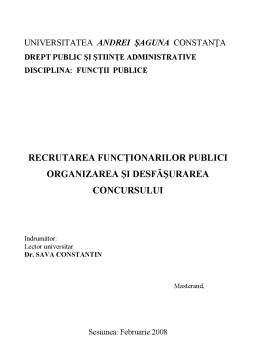 Referat - Recrutarea funcționarilor publici, organizarea și desfășurarea concursului