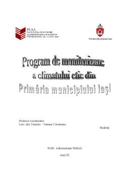 Proiect - Program monitorizare a climatului etic din Primăria Municipiului Iași