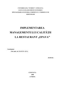 Proiect - Implementarea Managementului Calității la Restaurant Epava