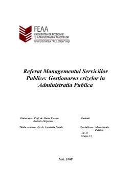 Referat - Gestionarea Situatiilor de Criza in Administratia Publica