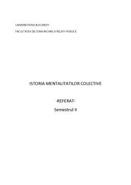 Referat - Istoria mentalităților colective - timpul medieval