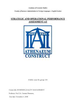 Proiect - Strategic and operational performance assessment at Athenaeum Construct