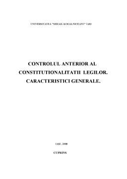 Referat - Controlul anterior al constituționalității legilor