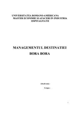 Proiect - Managementul destinației - Bora Bora