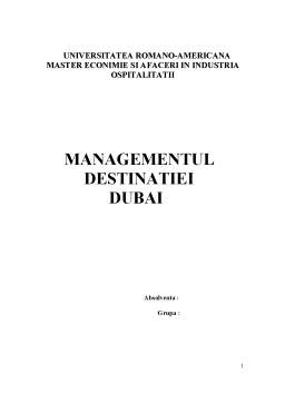 Proiect - Managementul destinației - Dubai