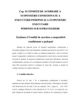 Proiect - Suspendarea condiționată a executării pedepsei și suspendarea executării pedepsei sub supraveghere - prezentare comparativă
