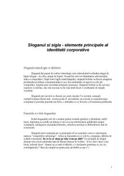 Referat - Sloganul și sigla - elemente principale al identității corporative