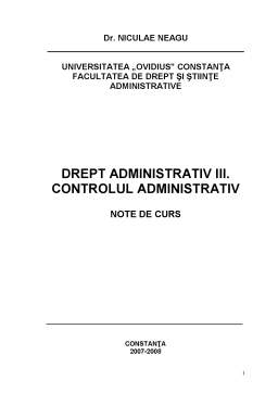 Curs - Drept Administrativ III - Controlul Administrativ