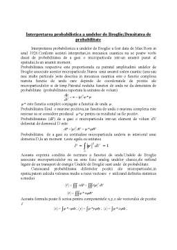 Curs - Interpretarea probabilistică a undelor de broglie - densitatea de probabilitate